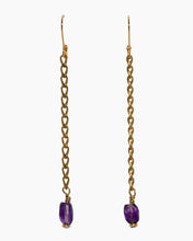 Load image into Gallery viewer, Amethyst Earrings Brass