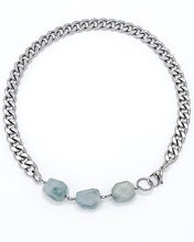 Load image into Gallery viewer, Aquamarine Necklace Stainless Steel Curb Chain