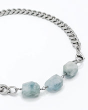 Load image into Gallery viewer, Aquamarine Necklace Stainless Steel Curb Chain