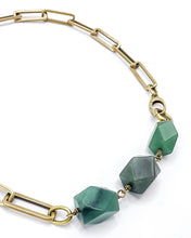 Load image into Gallery viewer, Aventurine Necklace Brass Paper Clip Chain