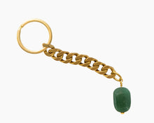 Load image into Gallery viewer, Aventurine Key Chain Brass