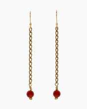 Load image into Gallery viewer, Carnelian Earrings Brass