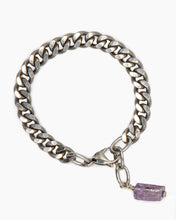 Load image into Gallery viewer, Charoite Bracelet Stainless Steel Curb Chain