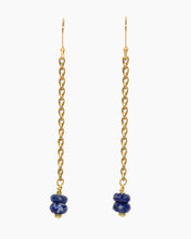 Load image into Gallery viewer, Lapis Lazuli Earrings Brass