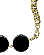 Load image into Gallery viewer, Onyx Necklace Brass Curb Chain