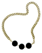 Load image into Gallery viewer, Onyx Necklace Brass Curb Chain