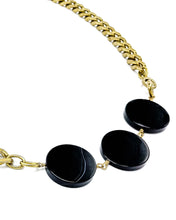 Load image into Gallery viewer, Onyx Necklace Brass Curb Chain