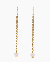 Load image into Gallery viewer, Rose Quartz Earrings Brass