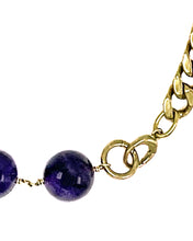 Load image into Gallery viewer, Amethyst Necklace Brass Curb Chain