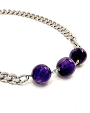 Load image into Gallery viewer, Amethyst Necklace Stainless Steel Curb Chain