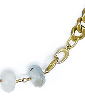 Load image into Gallery viewer, Aquamarine Necklace Brass Curb Chain