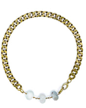 Load image into Gallery viewer, Aquamarine Necklace Brass Curb Chain