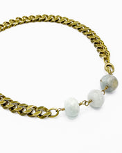 Load image into Gallery viewer, Aquamarine Necklace Brass Curb Chain
