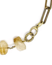 Load image into Gallery viewer, Citrine Necklace Brass Paper Clip Chain