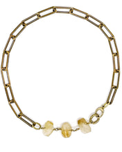 Load image into Gallery viewer, Citrine Necklace Brass Paper Clip Chain