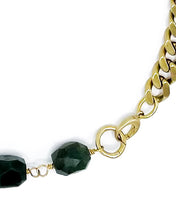 Load image into Gallery viewer, Jade Necklace Brass Curb Chain