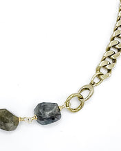 Load image into Gallery viewer, Labradorite Necklace Brass Curb Chain