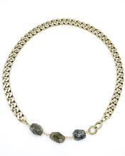 Load image into Gallery viewer, Labradorite Necklace Brass Curb Chain
