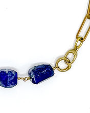 Load image into Gallery viewer, Lapis Necklace Brass Paper Clip Chain