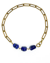 Load image into Gallery viewer, Lapis Necklace Brass Paper Clip Chain