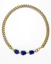 Load image into Gallery viewer, Lapis Necklace Brass Curb Chain