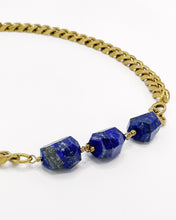 Load image into Gallery viewer, Lapis Necklace Brass Curb Chain
