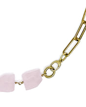 Load image into Gallery viewer, Rose Quartz Necklace Brass Paper Clip Chain