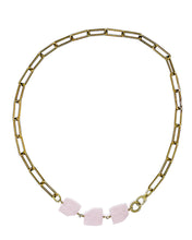 Load image into Gallery viewer, Rose Quartz Necklace Brass Paper Clip Chain