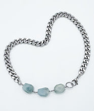 Load image into Gallery viewer, Aquamarine Necklace Stainless Steel Curb Chain
