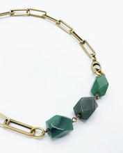 Load image into Gallery viewer, Aventurine Necklace Brass Paper Clip Chain
