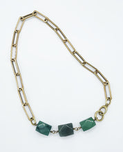 Load image into Gallery viewer, Aventurine Necklace Brass Paper Clip Chain
