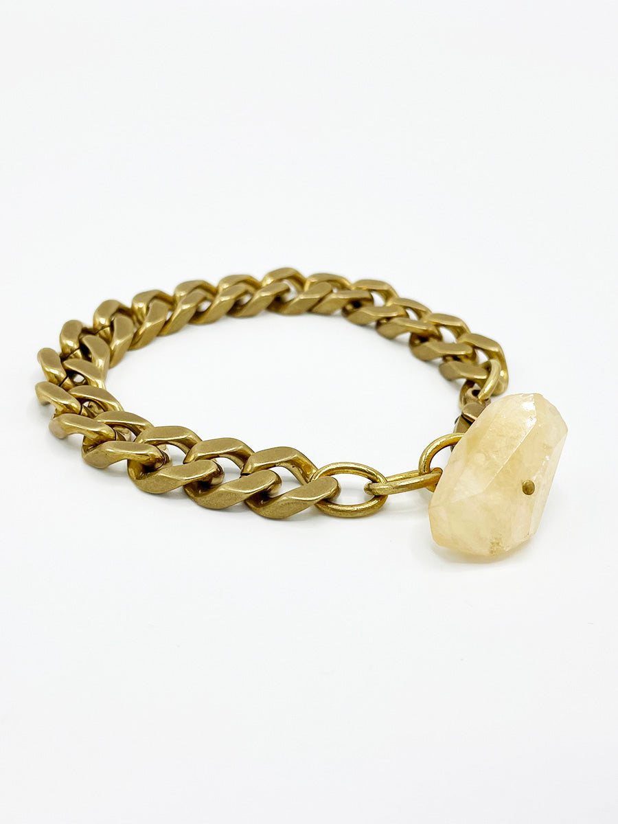 Citrine Bracelet Brass Curb Chain