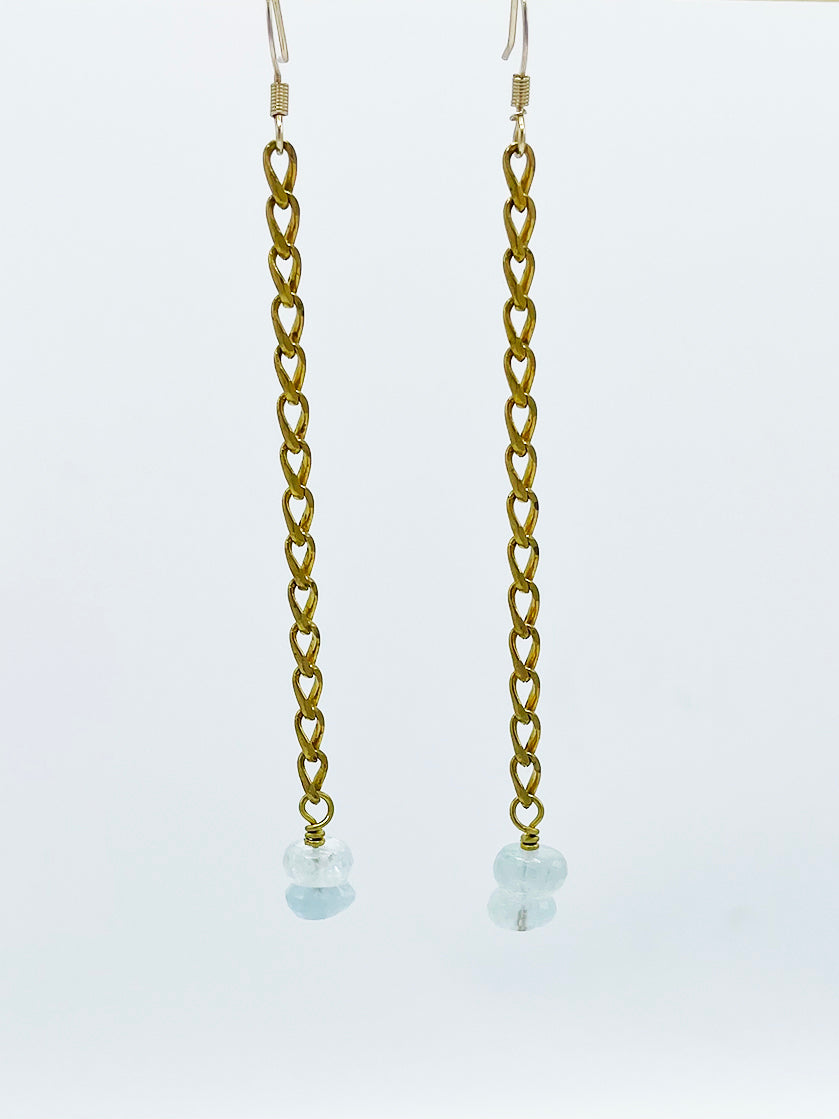 Aquamarine Earrings Brass