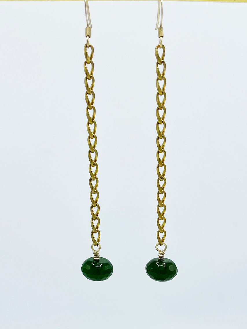 Jade Earrings Brass