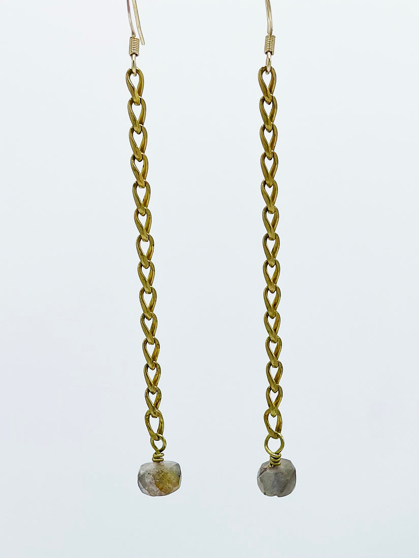 Labradorite Earrings Brass