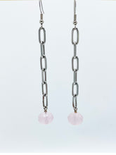 Load image into Gallery viewer, Rose Quartz Earrings Stainless Steel
