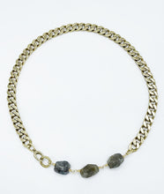 Load image into Gallery viewer, Labradorite Necklace Brass Curb Chain
