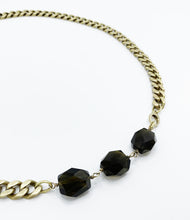Load image into Gallery viewer, Smoky Quartz Necklace Brass Curb Chain
