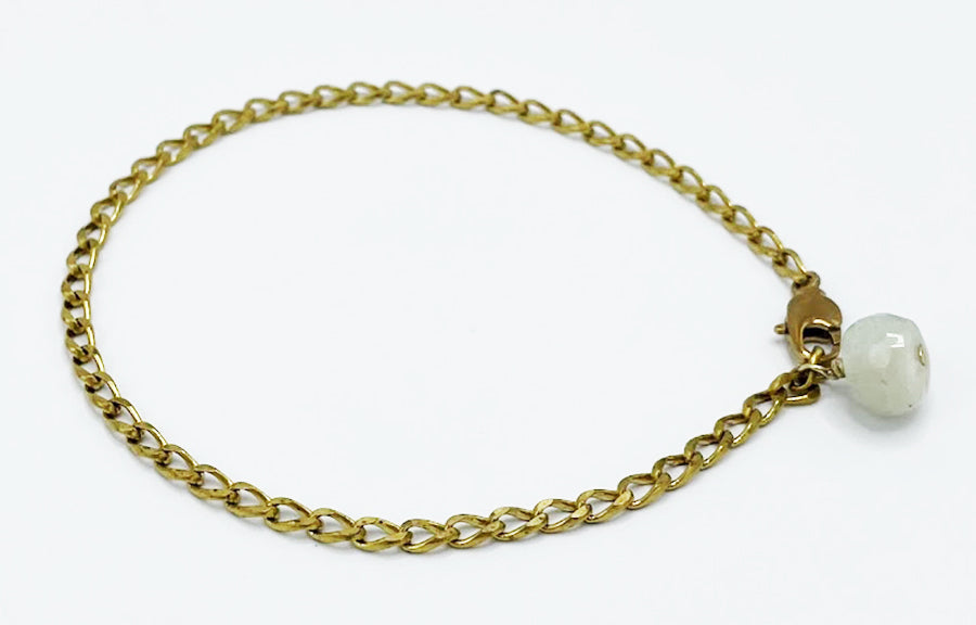 Aquamarine Anklet Brass Chain