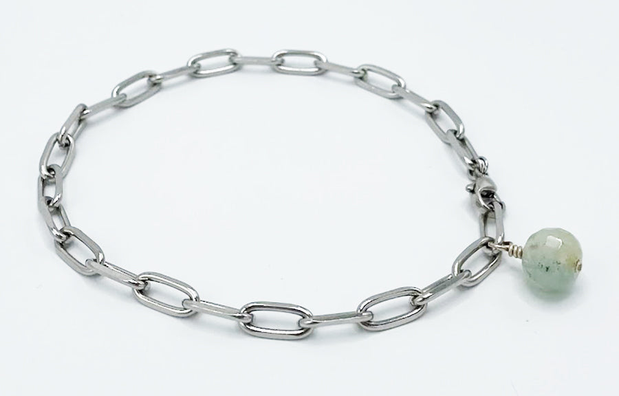 Aquamarine Anklet Stainless Steel Chain