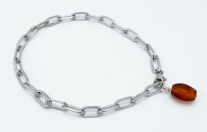 Carnelian Anklet Stainless Steel Chain