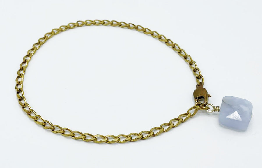 Chalcedony Anklet Brass Chain