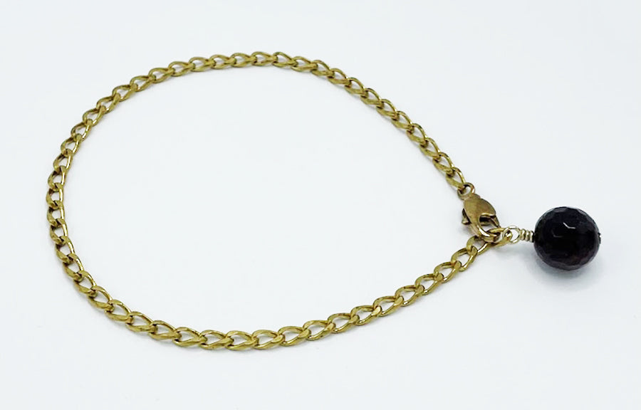 Garnet Anklet Brass Chain