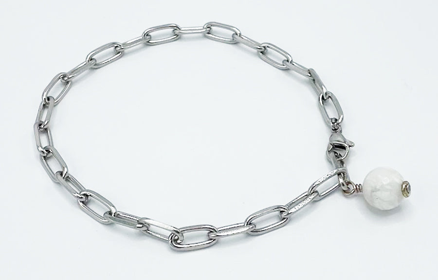 Howlite Anklet Stainless Steel Chain