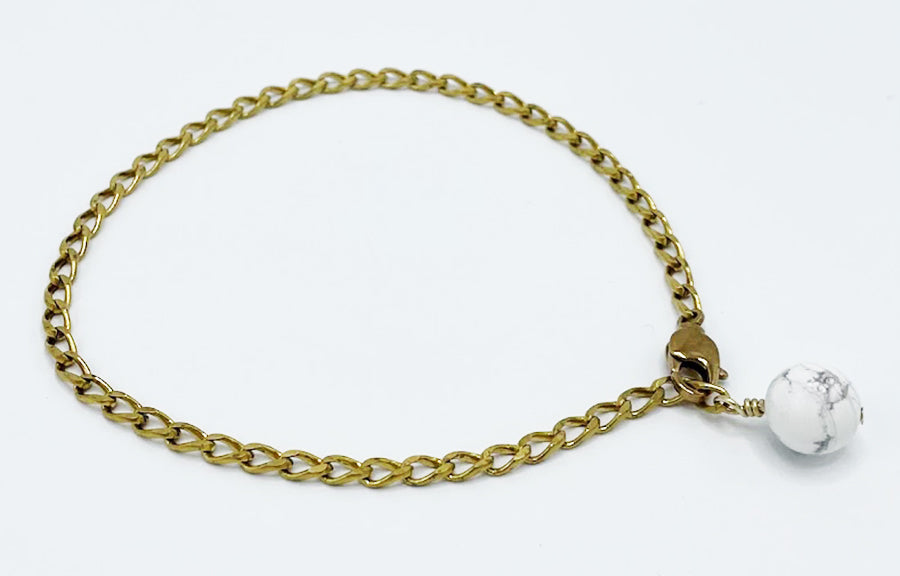 Howlite Anklet Brass Chain