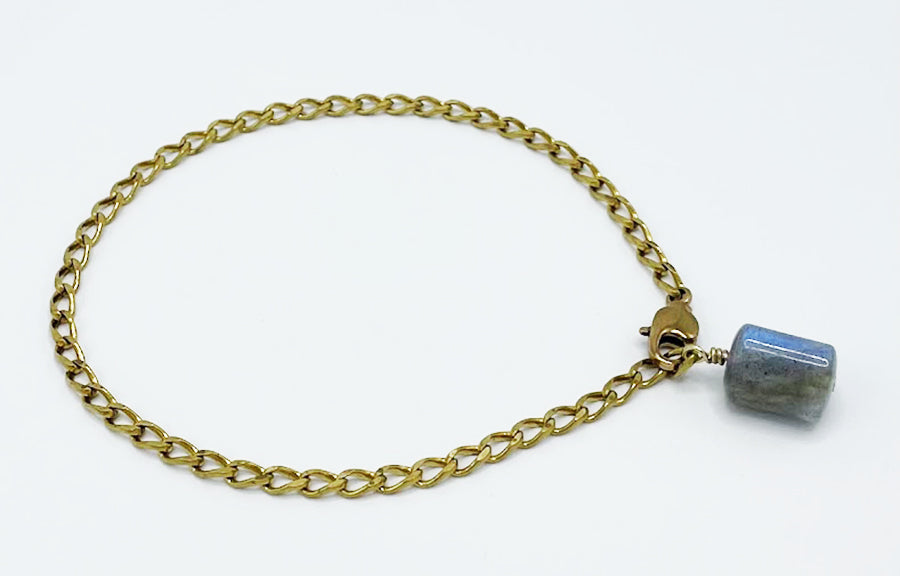 Labradorite Anklet Brass Chain