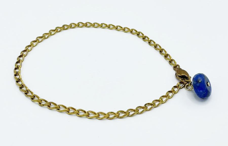 Lapis Anklet Brass Chain
