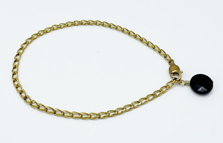 Onyx Anklet Brass Chain