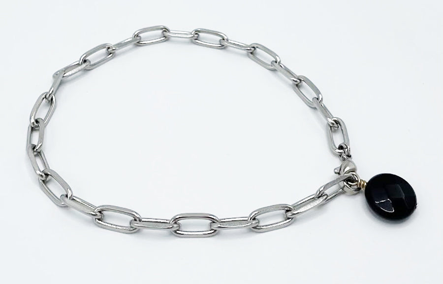 Onyx Anklet Stainless Steel Chain