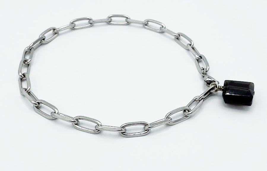 Smoky Quartz Anklet Stainless Steel Chain